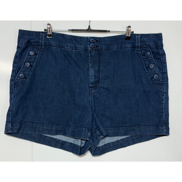 Melissa Mccarthy Seven 7 Shorts 22W Blue Denim Girlfriend Stretch Actual 44X4 - Picture 1 of 8